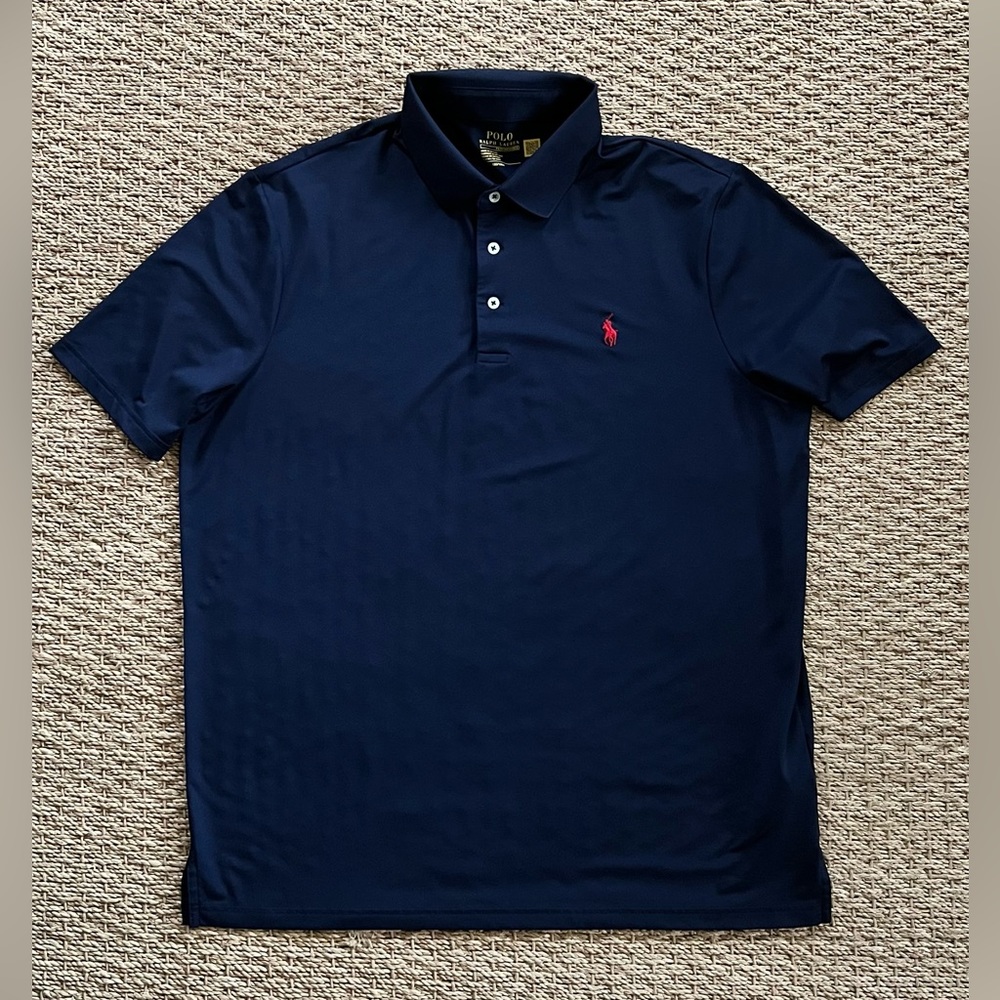 Ralph Lauren Polo Performance Jersey Polo Shirt Size Large Navy Blue